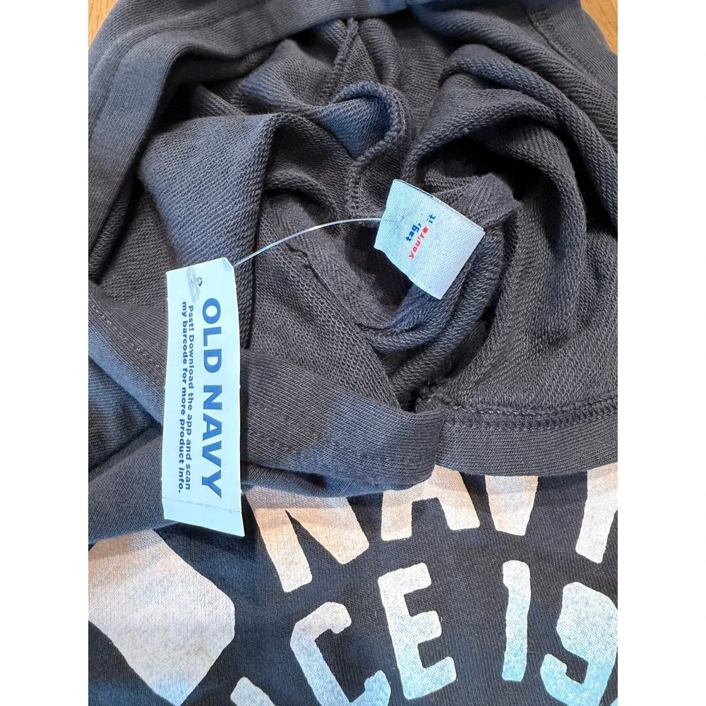 Old Navy Boys XL 14-16 Short Sleeve Hoodie Charcoal Gray Graphic Pullover